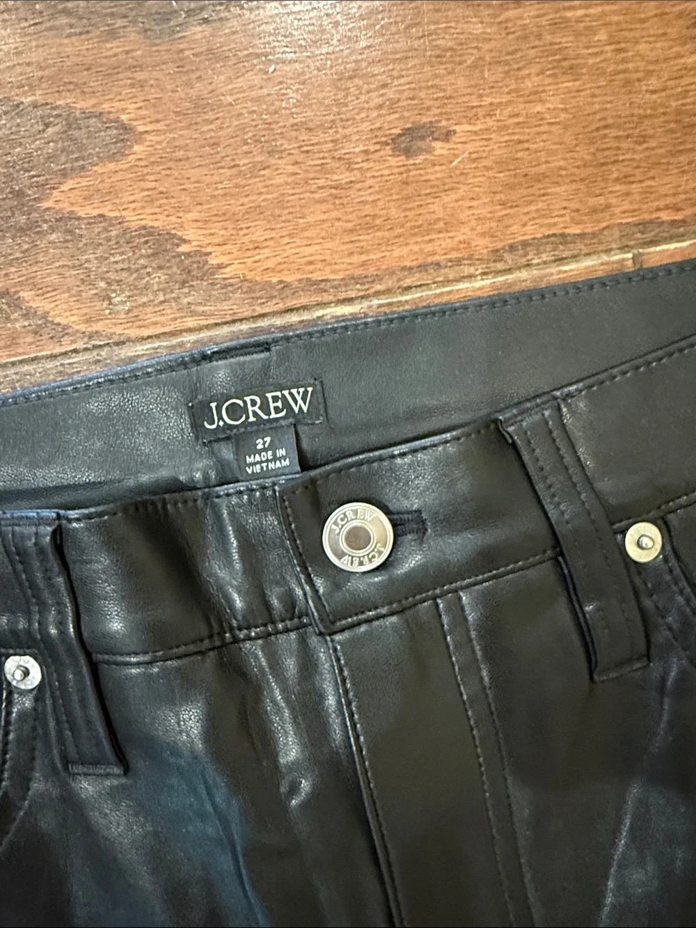 J Crew Demi bootcut faux leather pants, size 27